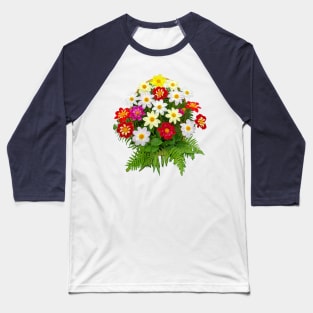 Bunch of Dahlias and Ferns Floral Photo Baseball T-Shirt